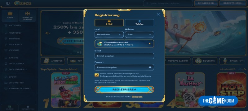 Registrierung in Online Casino mit Merkur