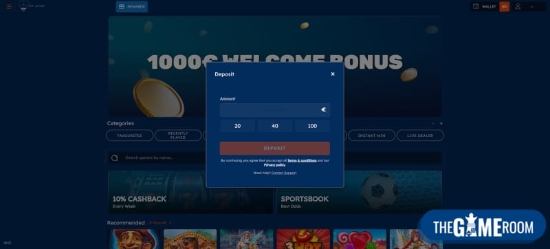 Deposit in new online casino