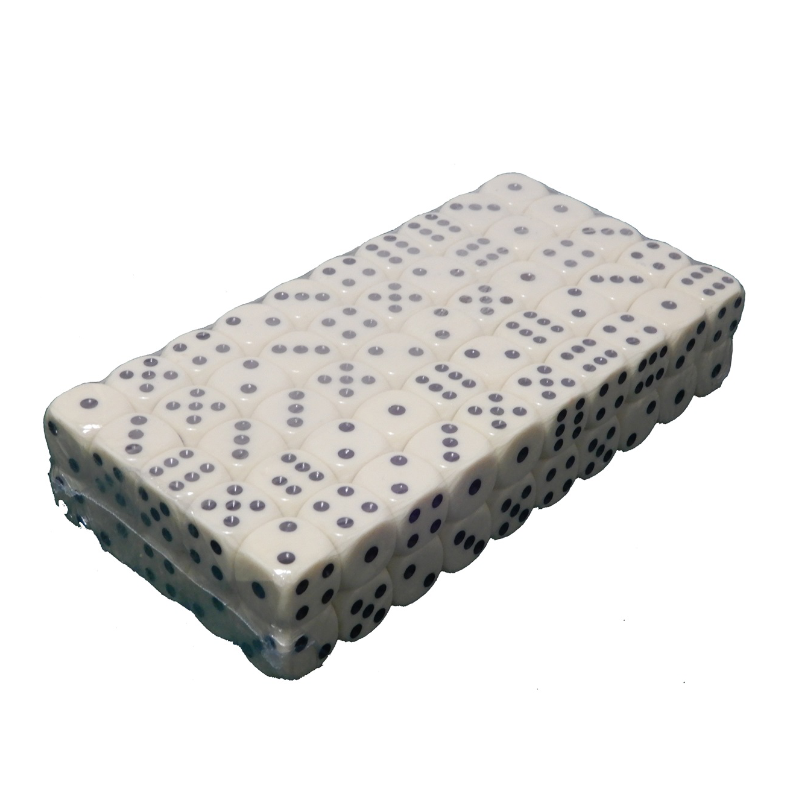 Set van 100 dobbelstenen in de kleur wit